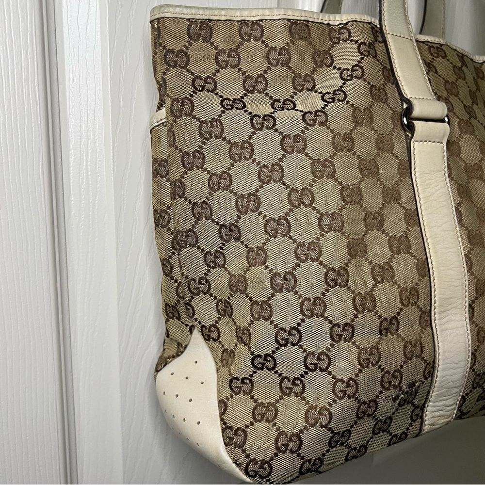 Gucci GG Canvas Tote Shoulder Leather Khaki Beige 153238 with original dust bag - Picture 7 of 13